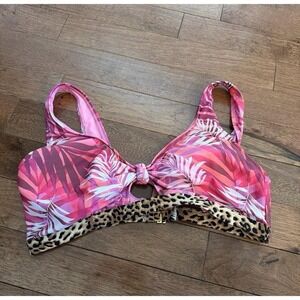 Bikini Top Drecree 2X Pink Palms Animal Print
